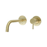 JTP Wall Mounted Basin Tap Brushed Brass JTP VOS Single Lever Wall Mounted Basin Mixer Tap with 200mm Slim Spout