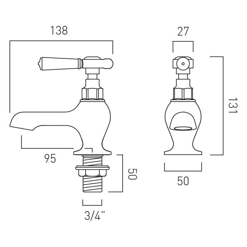 Vado Pillar Bath Tap Booth & Co. Axbridge Lever Bath Pillar Taps (Pair)