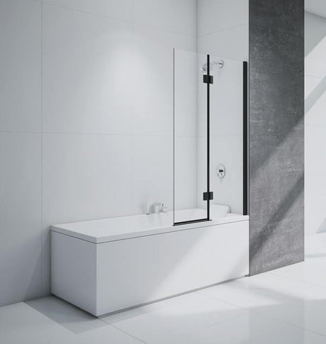 Merlyn Bath Screen Matt Black / Right Handed Merlyn 8mm 2 Panel Hinged Bath Screen
