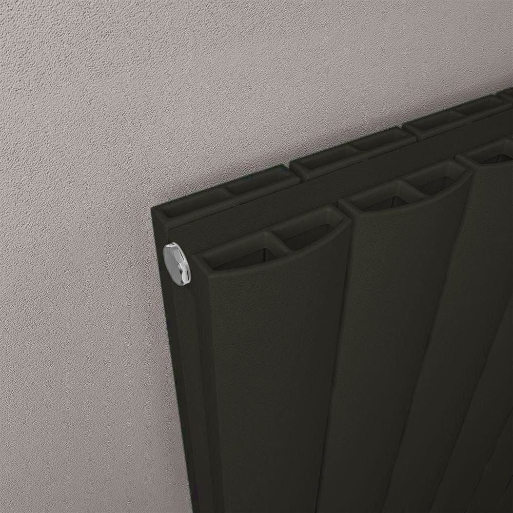 Eastbrook Panel Radiator Eastbrook Guardia Straight Vertical Aluminium Radiator in Matt Black