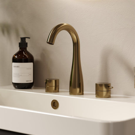 Saneux 3 Tap Hole Basin Set Brushed Brass Saneux Eden 3 Hole Basin Mixer Tap