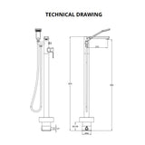 Imex Freestanding Bath Filler Imex Blade Floor Standing Bath Shower Mixer Tap wth Hose and Handset