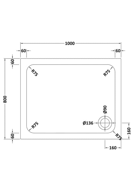 Aquarius Bathrooms Rectangle Shower Tray 1000x800mm Aquarius Urbano Rectangular 45mm Stone Resin Shower Tray in Slate Grey
