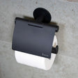 Smedbo Toilet Roll Holder Matt Black Smedbo Dot Self-Adhesive Toilet Roll Holder with Cover