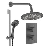 Crosswater Concealed Shower Set Slate / Wall Arm / 300mm Crosswater Design 2 Handle 2 Outlet Shower Set 4 with Rainfall Head and Slide Rail Kit