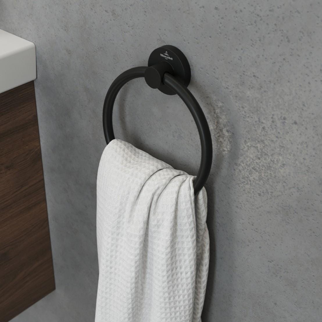 Villeroy & Boch Towel Rails and Rings Matt Black Villeroy & Boch Elements - Tender Towel Ring