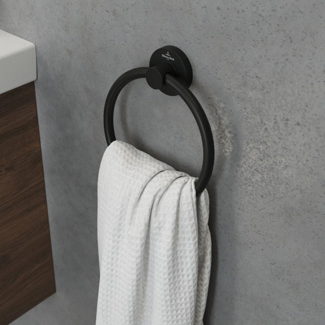 Villeroy & Boch Towel Rails and Rings Matt Black Villeroy & Boch Elements - Tender Towel Ring