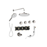 Roca Concealed Shower Set Stainless Steel Effect Roca T-Multi Switch Thermostatic Concealed Shower Valve with Rainshower Head, Shower Handset and  Overflow Bath Filler