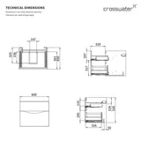 Crosswater Wall Mounted Vanity Unit Crosswater Glide II Wall Mounted Two Drawer Vanity Unit with Worktop