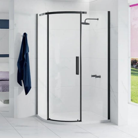 Merlyn Quadrant Shower Enclosure Matt Black / Left Handed Merlyn Ionic Essence Frameless 8mm 1 Door Offset Quadrant Shower Enclosure