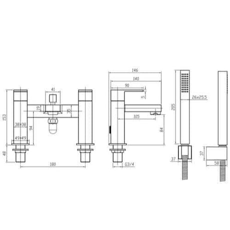 Crosswater Bath Shower Mixer Crosswater Verge Bath Shower Mixer with Kit in Brushed Brass