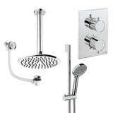 UK Bathroom Store Concealed Shower Set Chrome / Ceiling Arm / 300mm Crosswater Crossbox Shower Set 10 - 3 Outlet with Fixed Overhead Shower, Slide Rail Kit and Overflow Bath Filler Waste