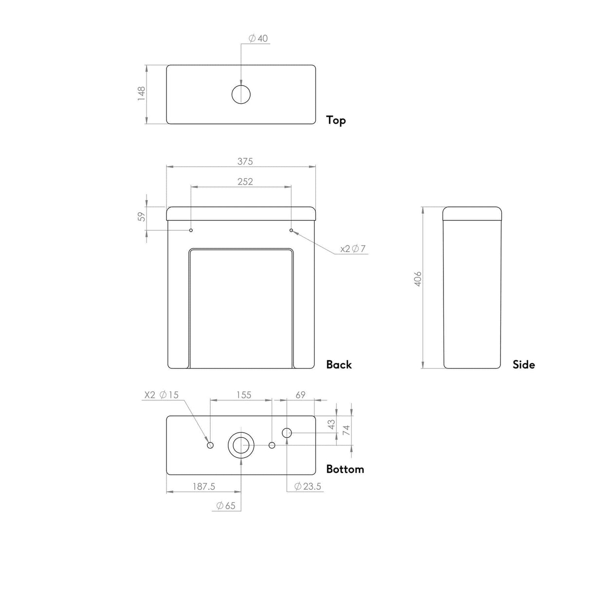 Saneux Close Coupled Toilet Saneux Uni Close Coupled Open Back Rimless Toilet with Soft Close Seat