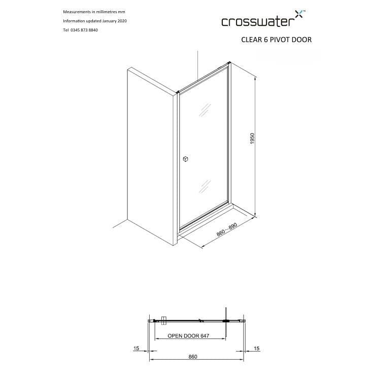 Crosswater Pivot Shower Door Crosswater Clear 6 Pivot Shower Door