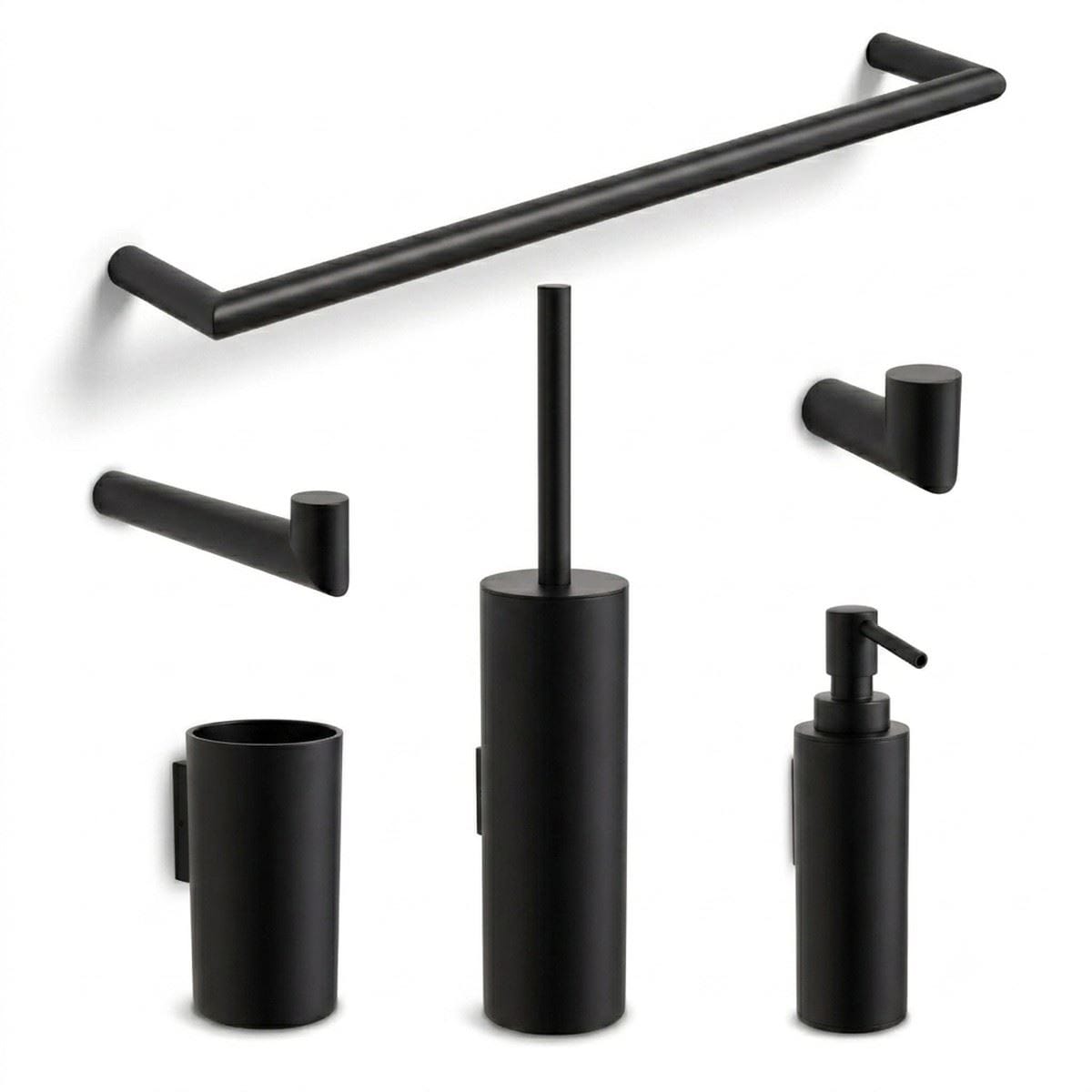 Clearwater Accessory Set Matt Black Clearwater Mio Comprehensive Bathroom Accessories Pack