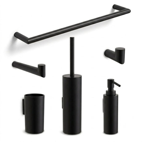 Clearwater Accessory Set Matt Black Clearwater Mio Comprehensive Bathroom Accessories Pack