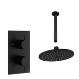 Crosswater Concealed Shower Set Matt Black / Ceiling Arm / 200mm Crosswater Design 2 Handle 1 Outlet Shower Set
