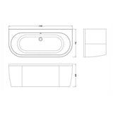 Aquarius Bathrooms Back To Wall Freestanding Bath Aquarius Lunar Curved Back to Wall Bath with Panel  - 1700 x 750mm