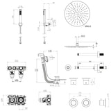 UK Bathroom Store Concealed Shower Set Crosswater Module Shower Set 6 - 3 Outlet with Overhead Shower, Handset and Overflow Bath Filler