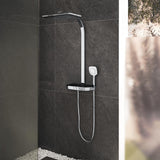 VitrA Exposed Shower Set VitrA Aquaheat Charm Exposed Thermostatic Valve Shower Set with Shelf, 360mm Square Shower Head and Handset