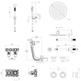 UK Bathroom Store Concealed Shower Set Crosswater Module Shower Set 6 - 3 Outlet with Overhead Shower, Handset and Overflow Bath Filler