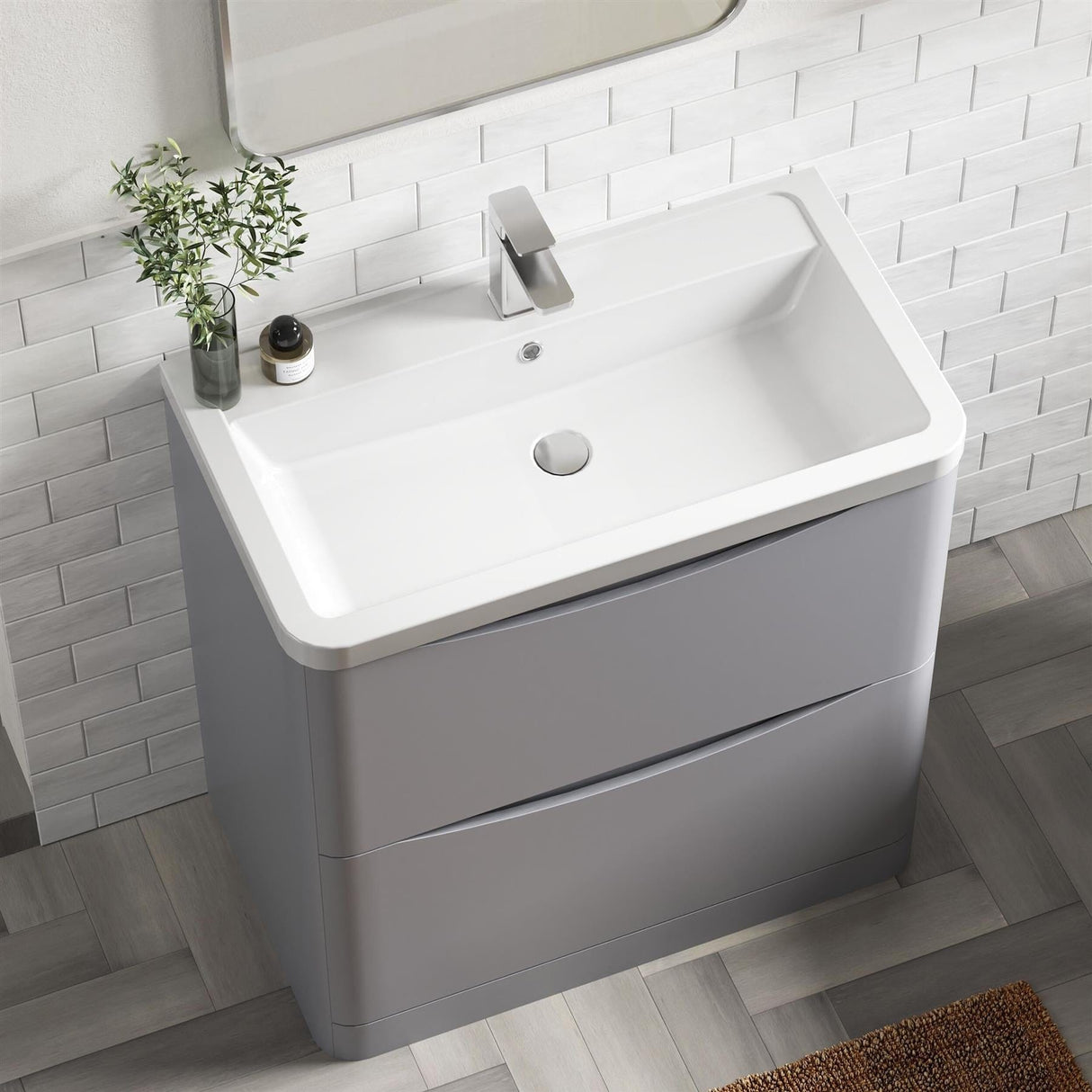 Aquarius Bathrooms Floor Standing Vanity Unit Aquarius Seren 800mm Floor Standing Two Drawer Vanity Unit with Basin