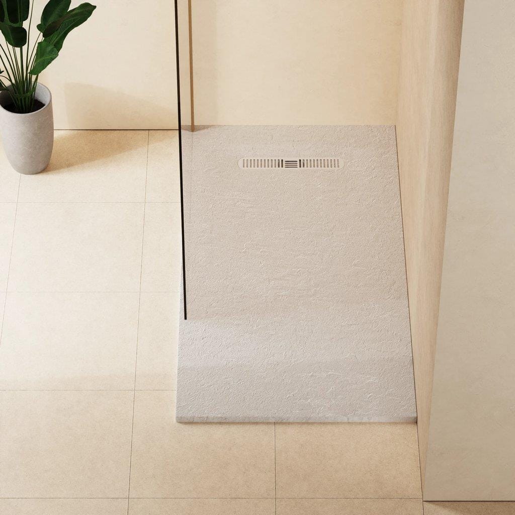 Crosswater Rectangle Shower Tray Matt White / 800 x 1500 Crosswater Vito Textured Rectangle Shower Tray with Waste