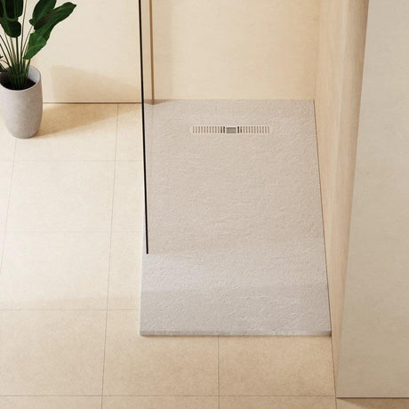 Crosswater Rectangle Shower Tray Matt White / 800 x 1500 Crosswater Vito Textured Rectangle Shower Tray with Waste