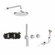 Roca Concealed Shower Set Chrome Roca T-Multi Thermostatic Concealed Shower Valve with Rainshower Head, Pencil Handset and Overflow Bath Filler