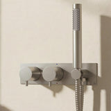 Crosswater Concealed Shower Valve Brushed Nickel Crosswater MPRO 2 Outlet, 2 Handle Horizontal Concealed Thermostatic Shower Valve with Handset