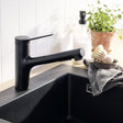 Hansgrohe Kitchen Tap Matt Black Hansgrohe Zesis M33 Single Lever Kitchen Mixer Tap 150 with Pull-Out Spray