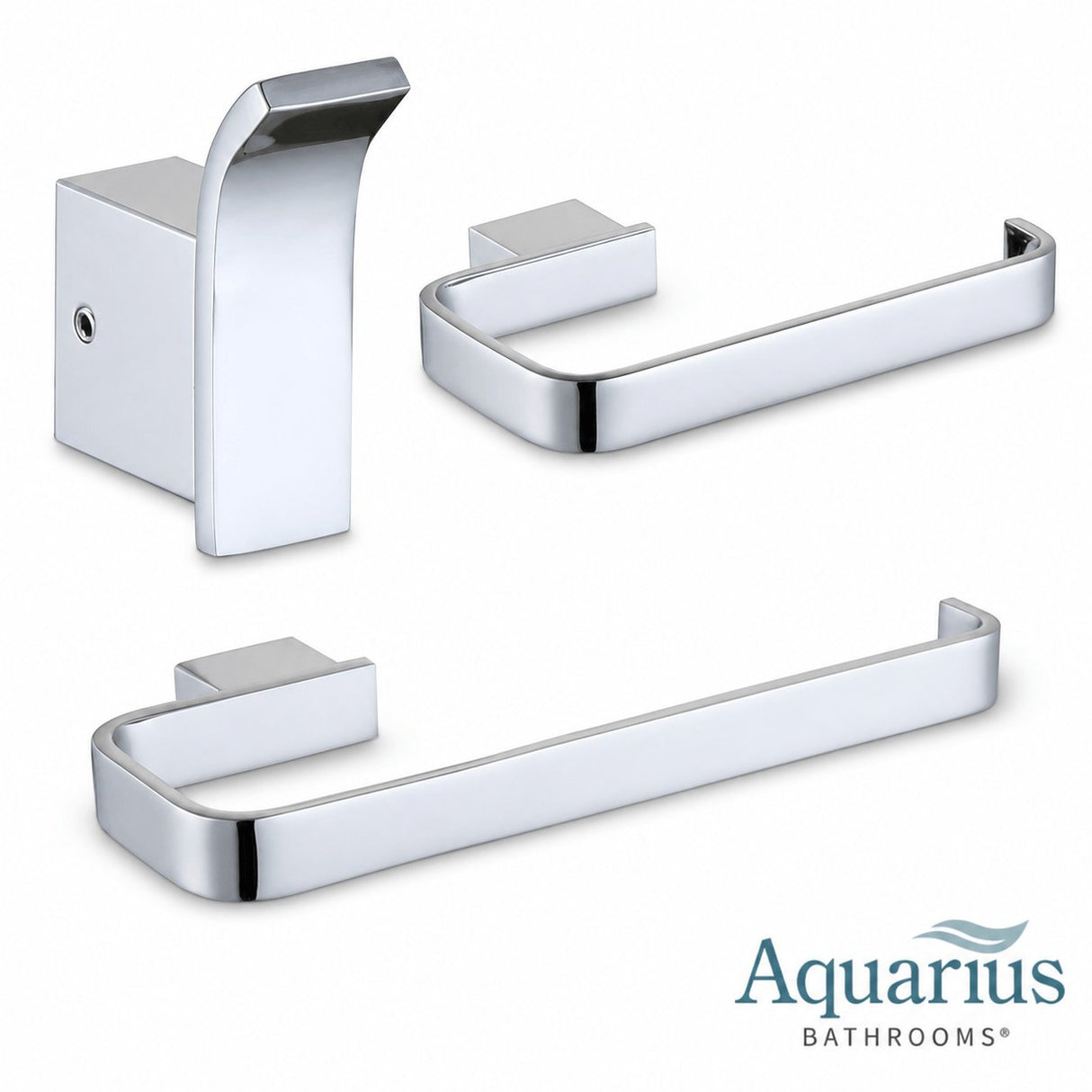 Aquarius Bathrooms Accessory Set Chrome Aquarius FT 3 Piece Bathroom Accessory Pack