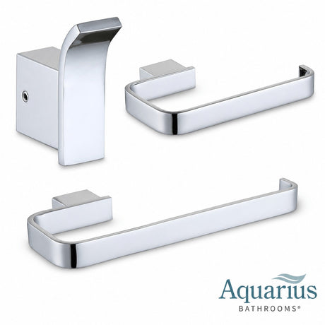 Aquarius Bathrooms Accessory Set Chrome Aquarius FT 3 Piece Bathroom Accessory Pack