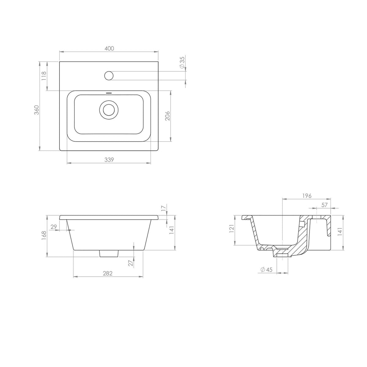 Saneux Cloakroom Vanity Unit Saneux Uni 400mm Wall Mounted One Door Vanity Unit with Basin