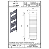 Vogue Designer Towel Radiator 1500 x 500 / Central Heating Vogue Rubik Designer Towel Radiator in Polished Stainless Steel