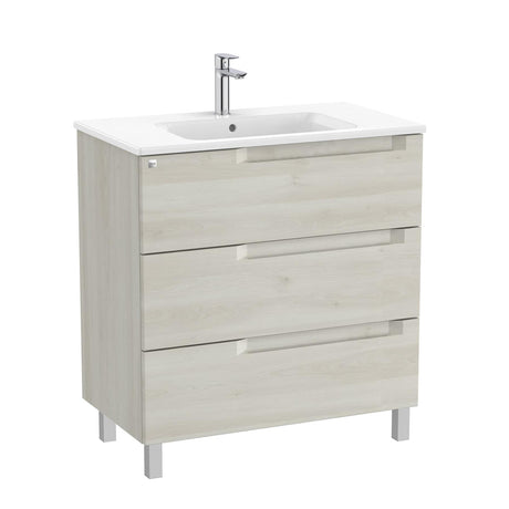 Roca Floor Standing Vanity Unit White Wood / Central Roca Aleyda 800mm Floor Standing Three Drawer Vanity Unit with Basin