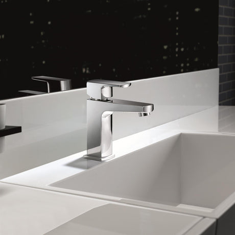 Flova Mono Basin Tap Flova Dekka Mono Basin Mixer Tap with Clicker Waste in Diamond Chrome