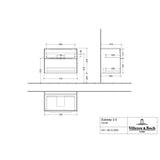 Villeroy & Boch Wall Mounted Vanity Unit Villeroy & Boch Subway 3.0 Wall Hung 800mm Two Drawer Vanity Unit with Basin