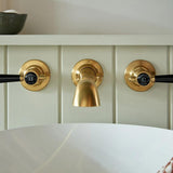 Vado Wall Mounted Basin Tap Brushed Brass/Black Booth & Co. Axbridge Wall Mounted  Basin Mixer Tap with Lever Handles
