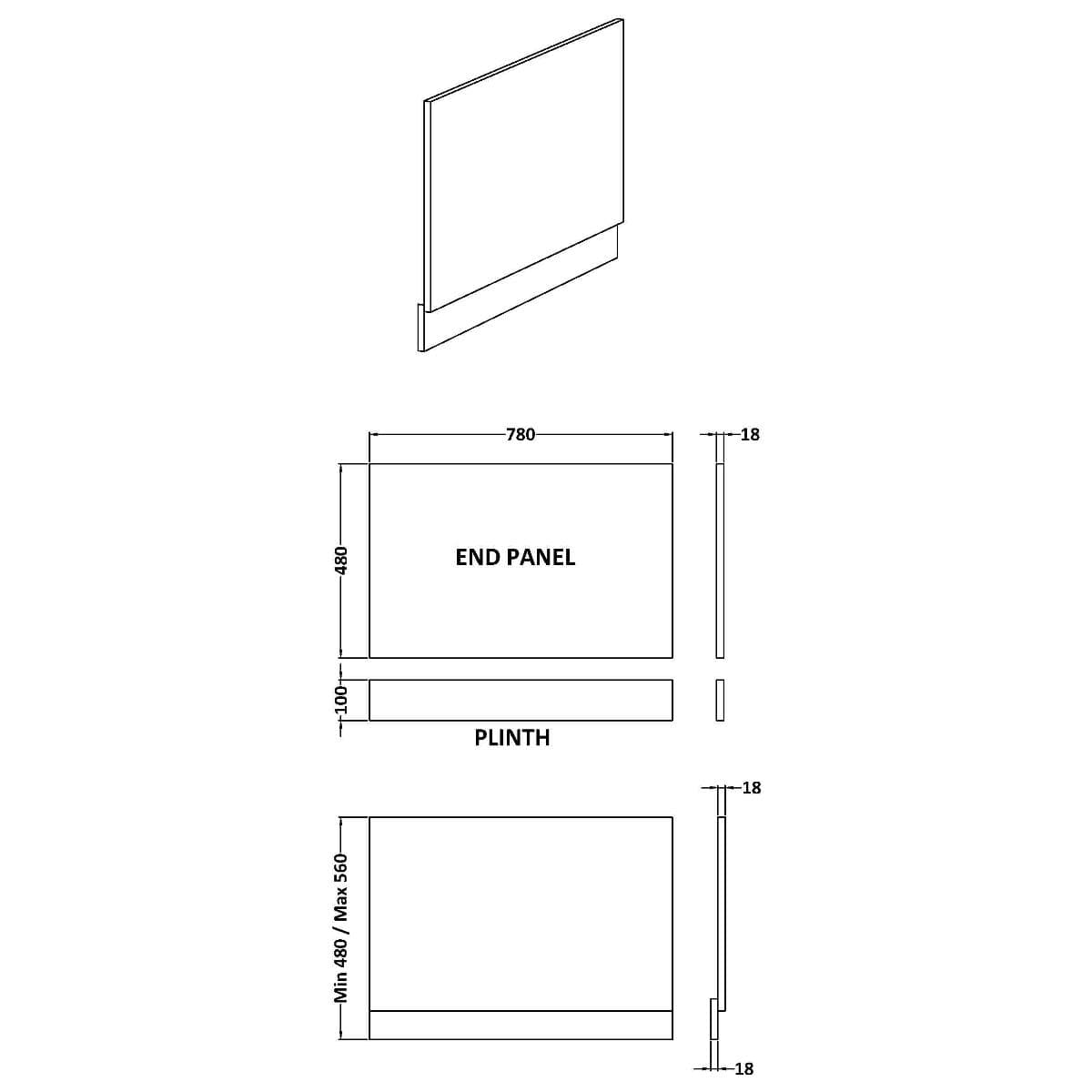 Aquarius Bathrooms Bath Panel Aquarius Halite Waterproof End Bath Panel in White Gloss