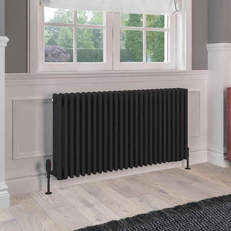 Eastbrook 600 x 1190 / Dual Fuel Eastbrook Rivassa Traditional 4 Column Radiator in Matt Black