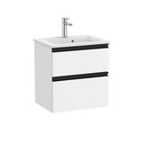 Roca Wall Mounted Vanity Unit Matt White Roca The Gap Compact Wall Mounted 500mm Two Drawer Vanity Unit with Basin