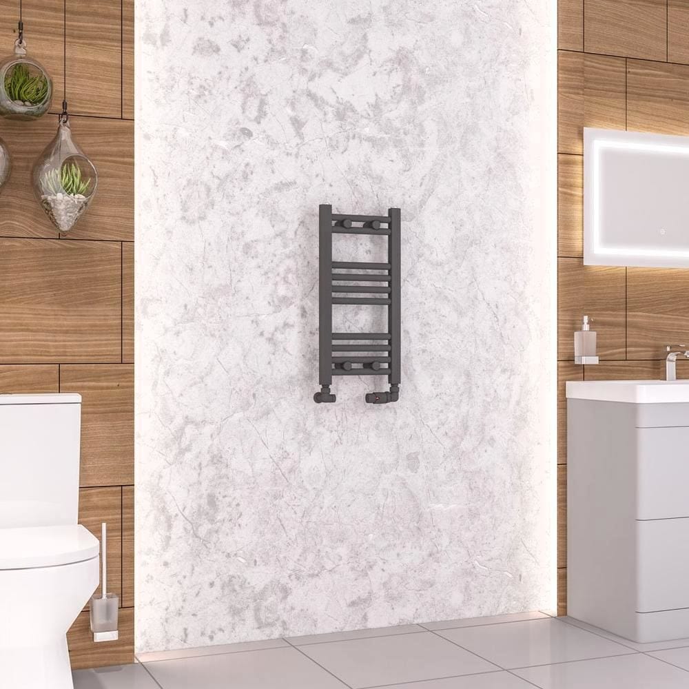 Eastbrook Ladder Rails 600 x 300 / Duel Fuel Eastbrook Wendover Straight Heated Towel Rail in Anthracite