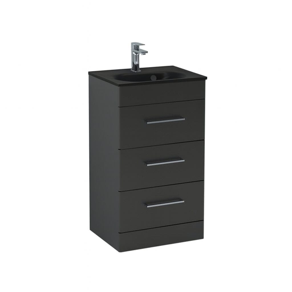 Imex Floor Standing Vanity Unit Matt Black / Black Imex Croma Floor Standing Three Door 500mm Vanity Unit with 1 Tap Hole Basin