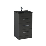 Imex Floor Standing Vanity Unit Matt Black / Black Imex Croma Floor Standing Three Door 500mm Vanity Unit with 1 Tap Hole Basin