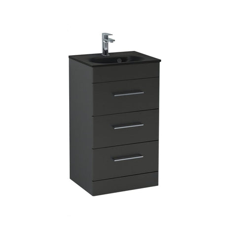 Imex Floor Standing Vanity Unit Matt Black / Black Imex Croma Floor Standing Three Door 500mm Vanity Unit with 1 Tap Hole Basin