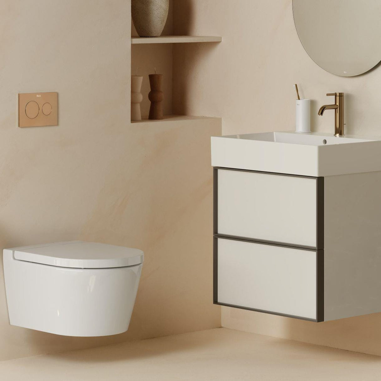Roca Mono Basin Tap Roca Ona Medium Height Basin Mixer Tap with Click Clack Waste and Cold Start