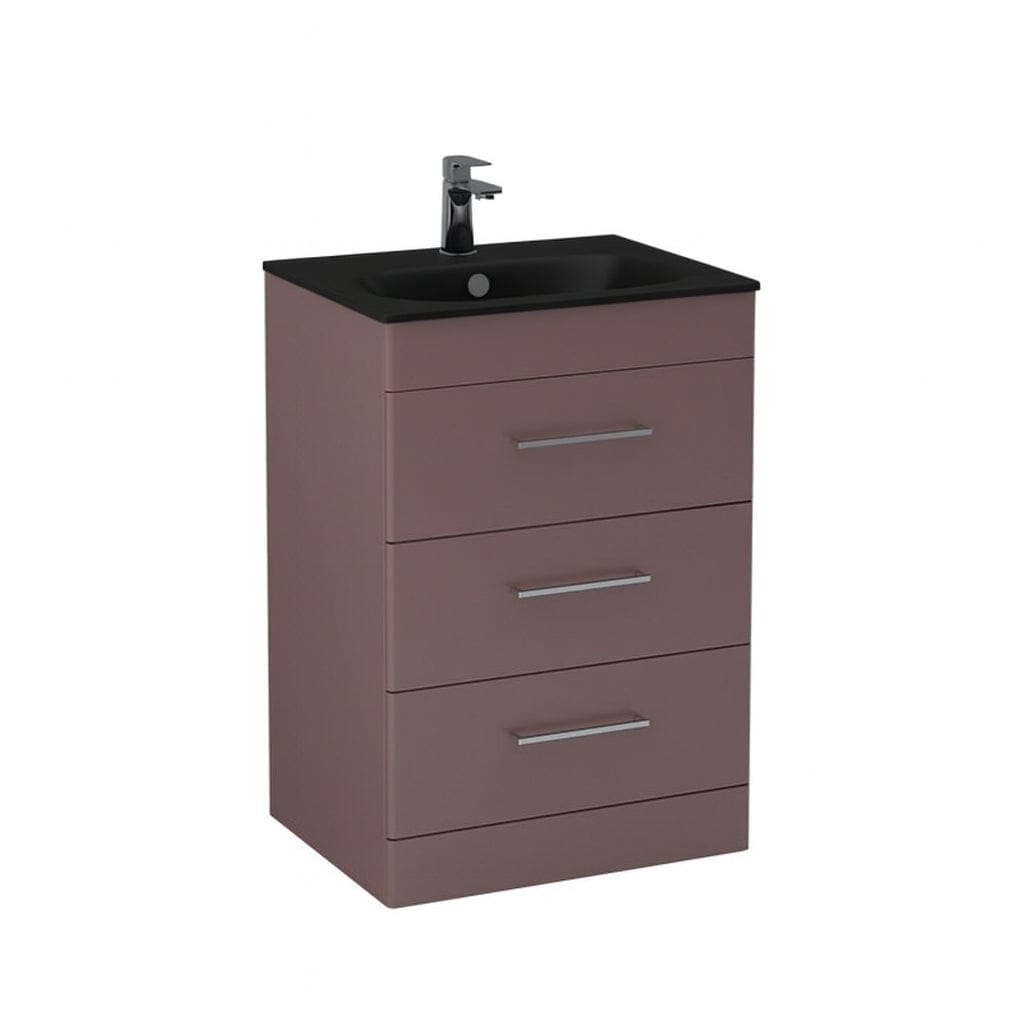 Imex Floor Standing Vanity Unit Plum / Black Imex Croma Floor Standing Three Drawer 600mm Vanity Unit with 1 Tap Hole Basin