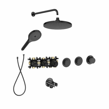 Roca Concealed Shower Set Titanium Black Roca T-Multi Switch Thermostatic Concealed Shower Valve with Rainshower Head, Shower Handset and  Hose