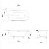 Crosswater Back To Wall Freestanding Bath Crosswater Cursa Back to Wall Freestanding Bath - 1500 x 800mm - Matt White